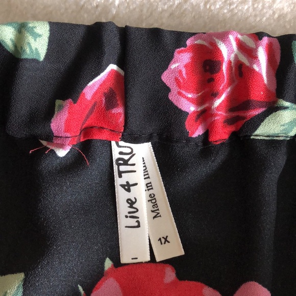 Anthro off the shoulder black dress with red roses - Picture 3 of 9